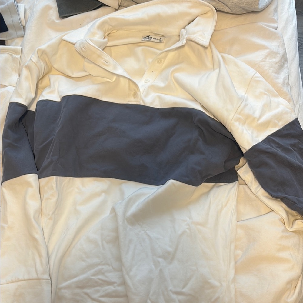 Hollister’s White and Gray Long Shirt